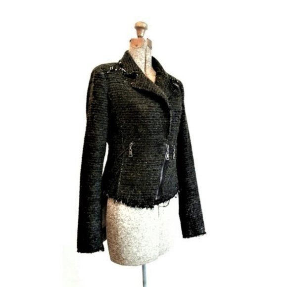 SET raw edge tweed biker jacket sz.4 - Picture 2 of 16